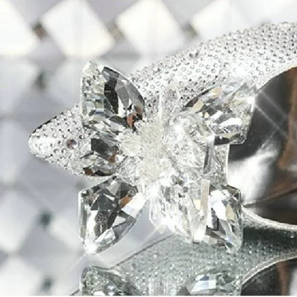 NWT Sparkling Bling Swarovski Crystal Rhinestone Cinderella Wedding Shoe… - Picture 3 of 7